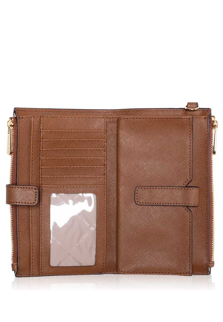 Michael Kors Jet Set Travel Large Signature Double Zip Wristlet - Brown