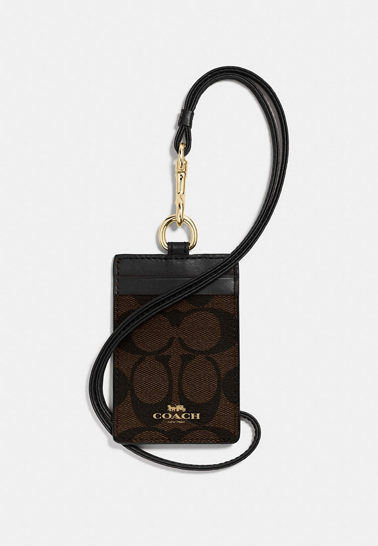 Coach ID Lanyard In Signature Canvas - Dark Brown