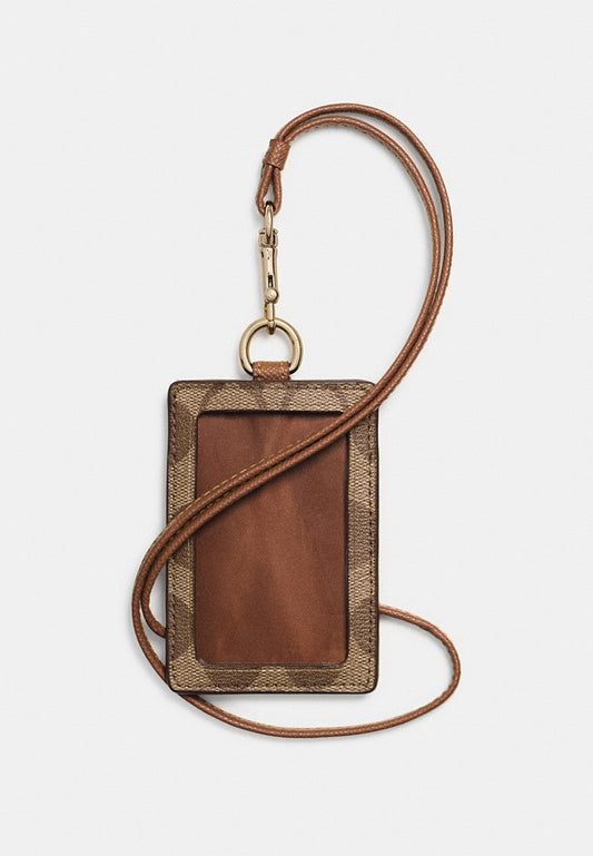 Coach ID Lanyard In Signature Canvas - Brown