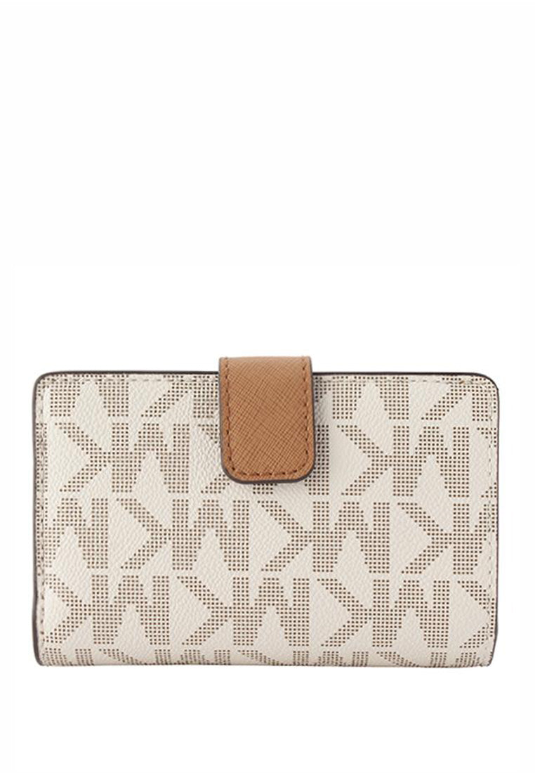 Michael Kors Jet Set Travel Signature Medium Bifold Zip Coin Wallet - Vanilla