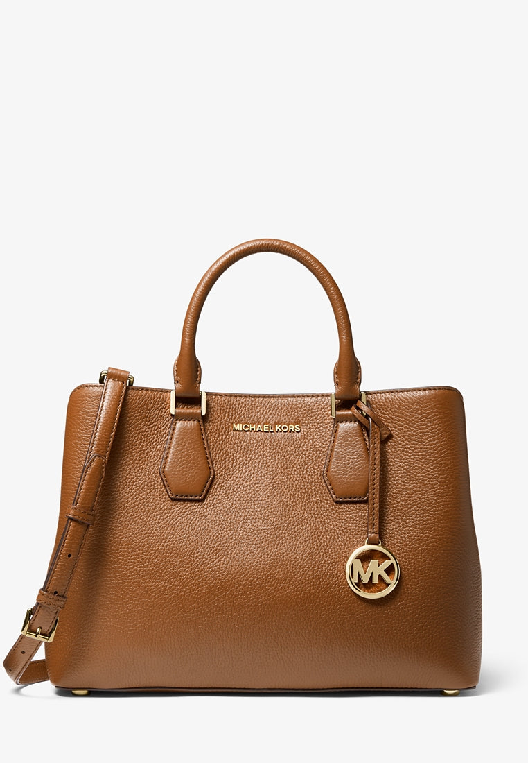 Michael Kors Camille Large Pebbled Leather Satchel - Brown