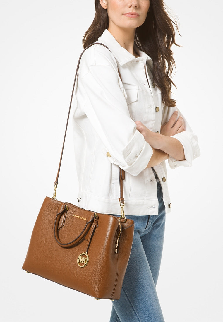 Michael Kors Camille Large Pebbled Leather Satchel - Brown