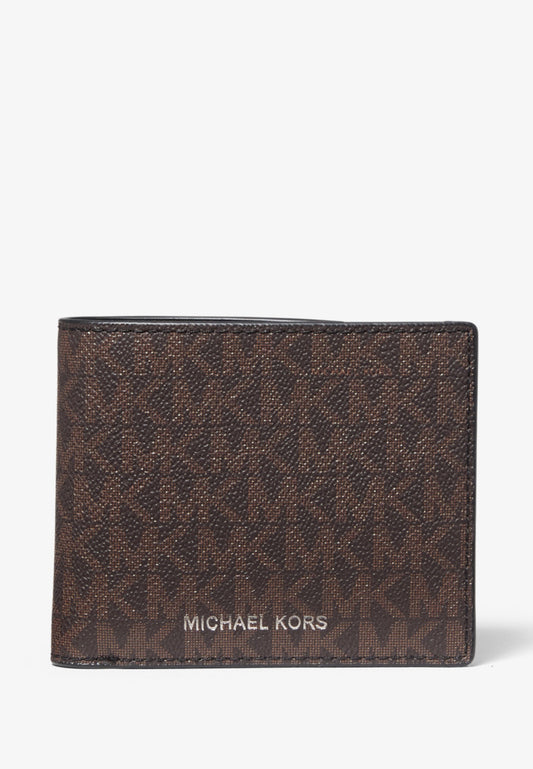 Michael Kors Cooper Logo Billfold Men Wallet With Coin Pouch - Brown/Black