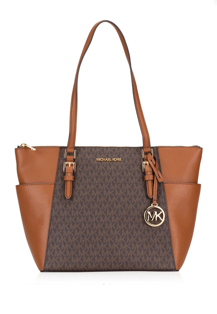 Michael Kors Charlotte Large Tote Bag In Signature - Brown