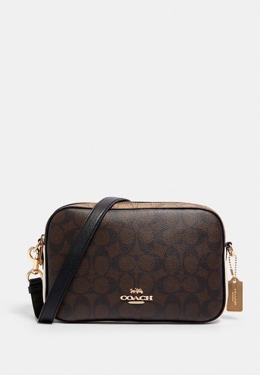 Coach Jes Crossbody In Blocked Signature Canvas - Brown