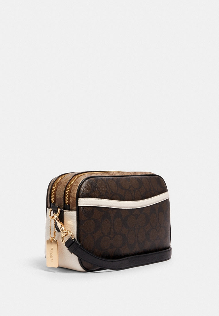 Coach Jes Crossbody In Blocked Signature Canvas - Brown