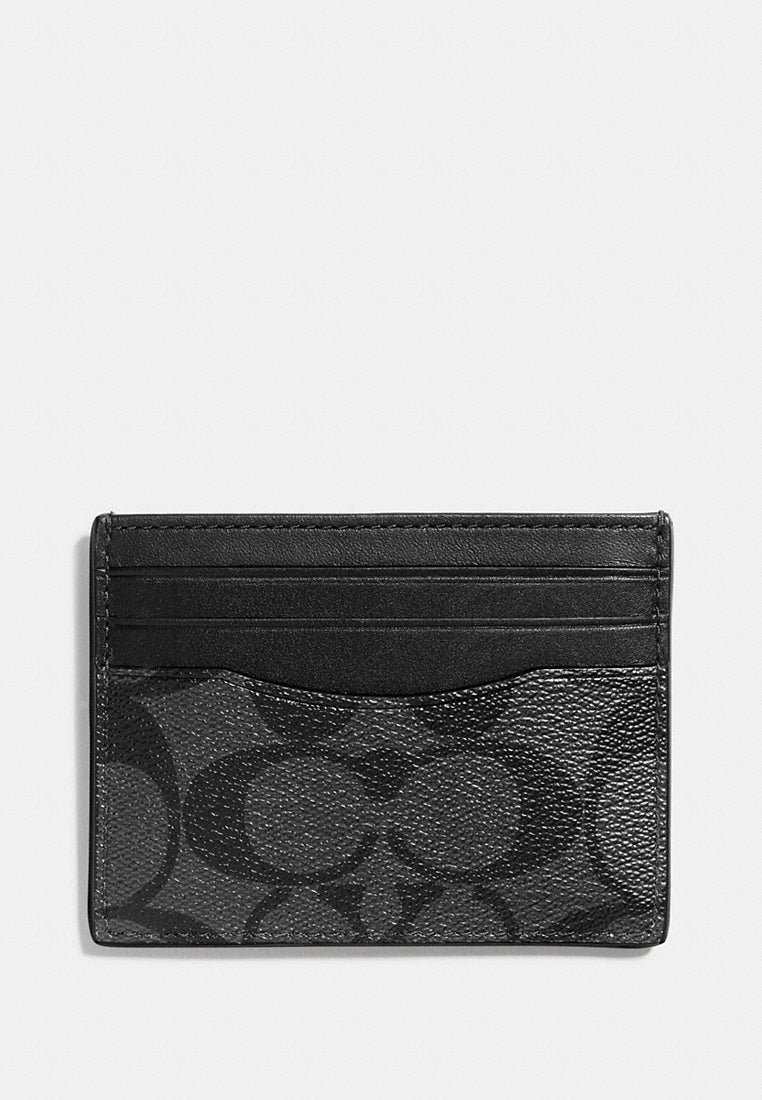 Coach Slim ID Card Case In Signature Canvas - Black