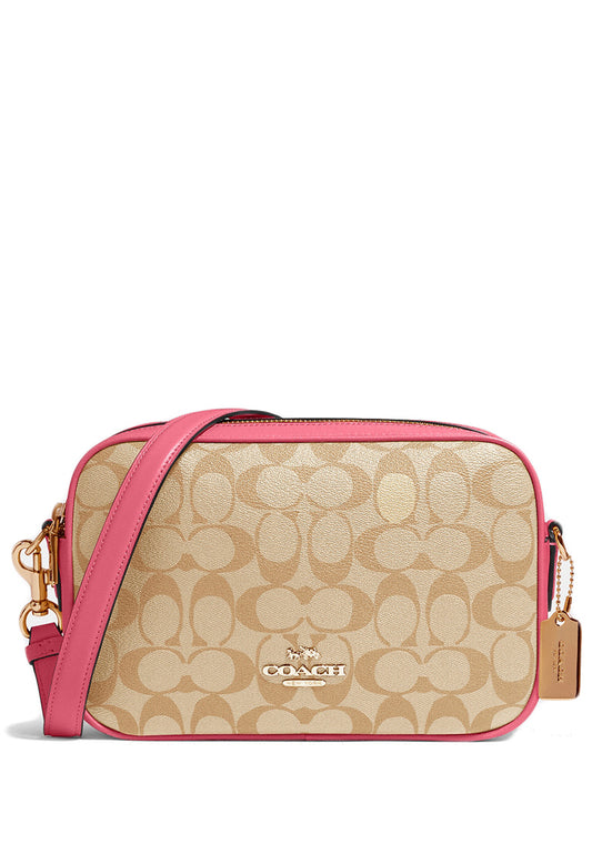 Coach Jes Crossbody In Signature Canvas - Light Brown/Pink