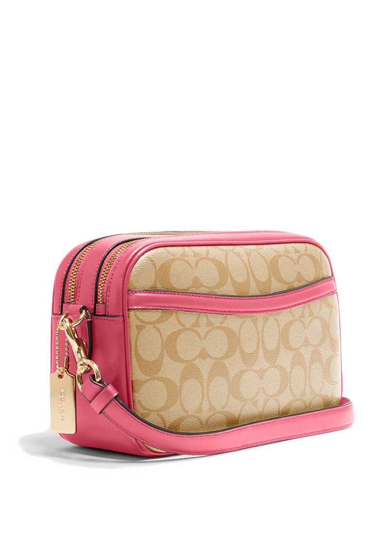 Coach Jes Crossbody In Signature Canvas - Light Brown/Pink