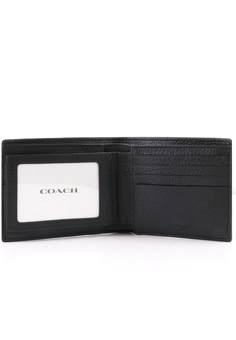 Coach Compact 3-In-1 Wallet With Varsity Stripe - Black/Brown/Navy