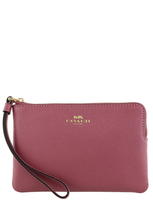 Coach Corner Zip Wristlet In Crossgrain Leather - Vintage Mauve