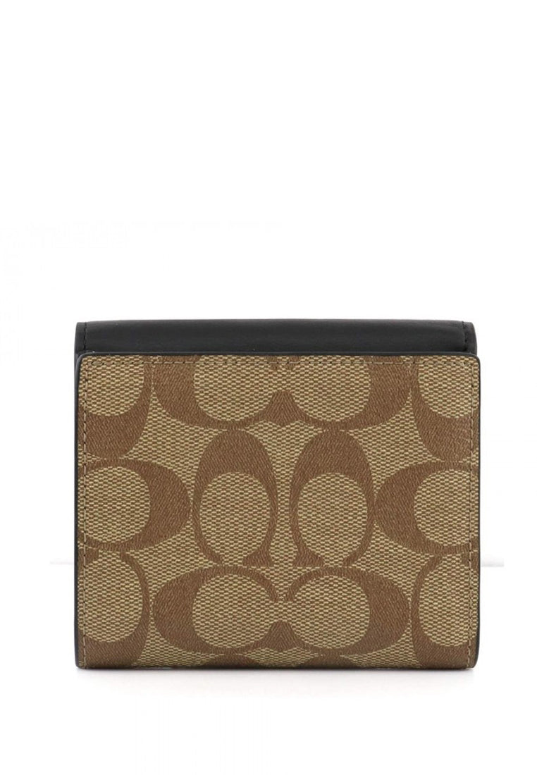 Coach Georgie Small Wallet In Blocked Signature Canvas - Brown/Black