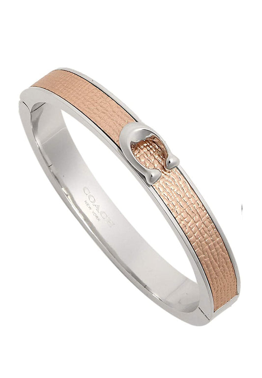 Coach Push Signature Hinged Bangle - Platnium