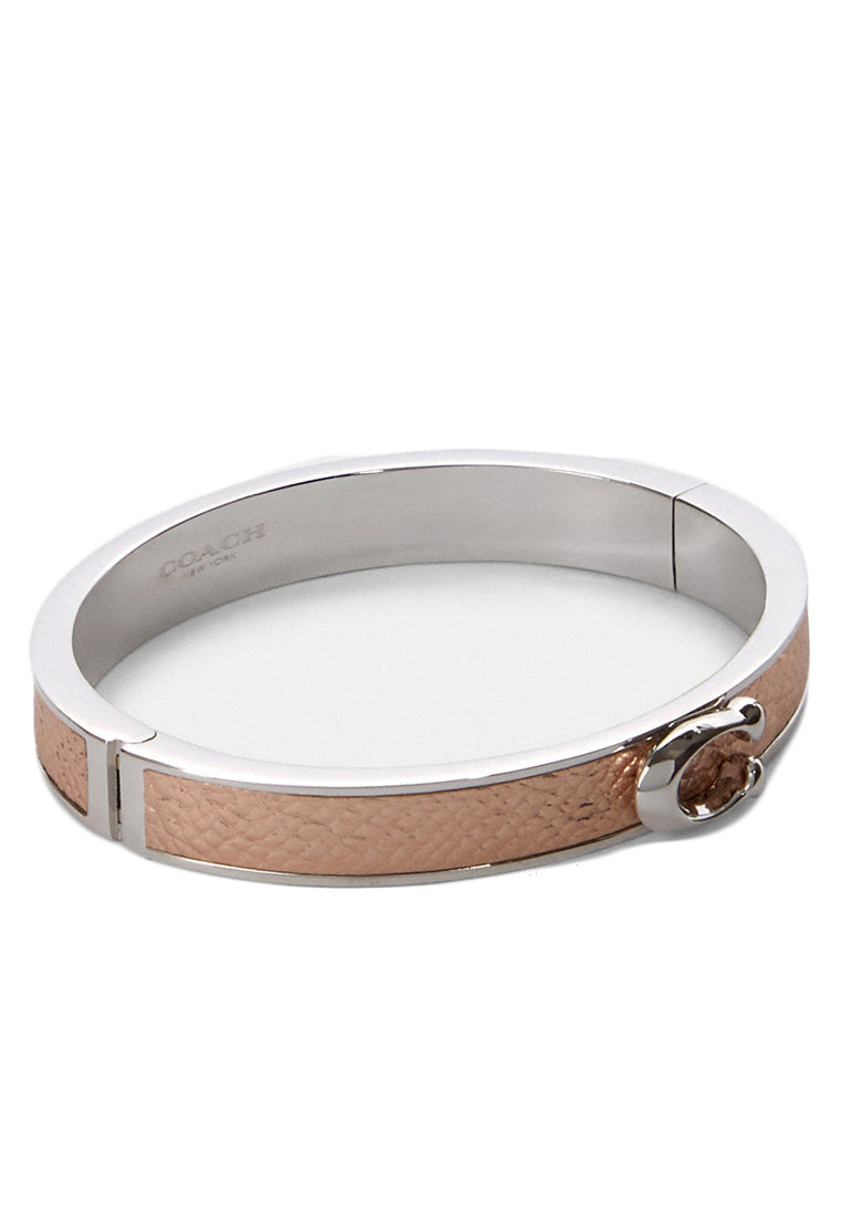 Coach Push Signature Hinged Bangle - Platnium