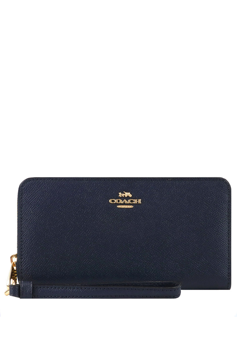 Coach Long Zip Around Wallet - Navy