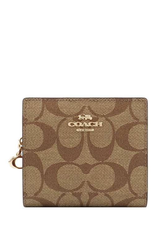 Coach Snap Wallet In Signature Canvas - Brown