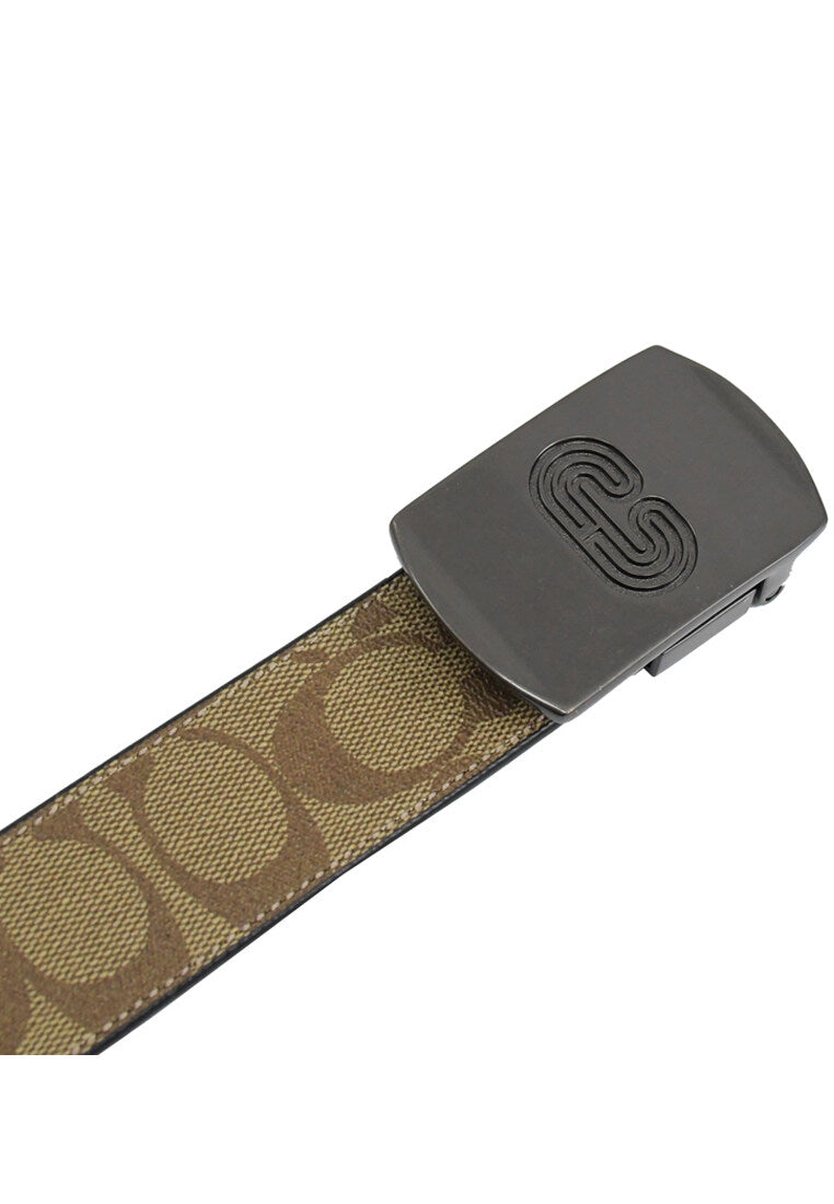 Coach Mens Plaque Buckle Cut-To-Size Reversible Belt 38mm - Brown