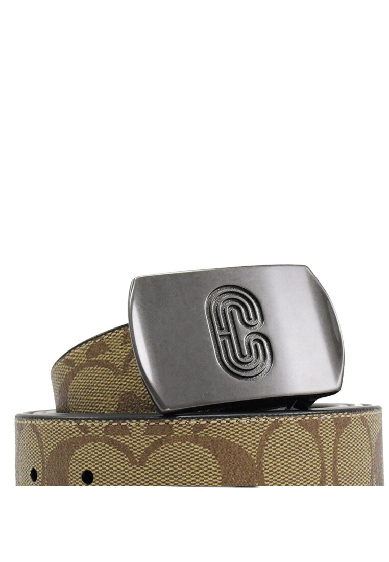 Coach Mens Plaque Buckle Cut-To-Size Reversible Belt 38mm - Brown