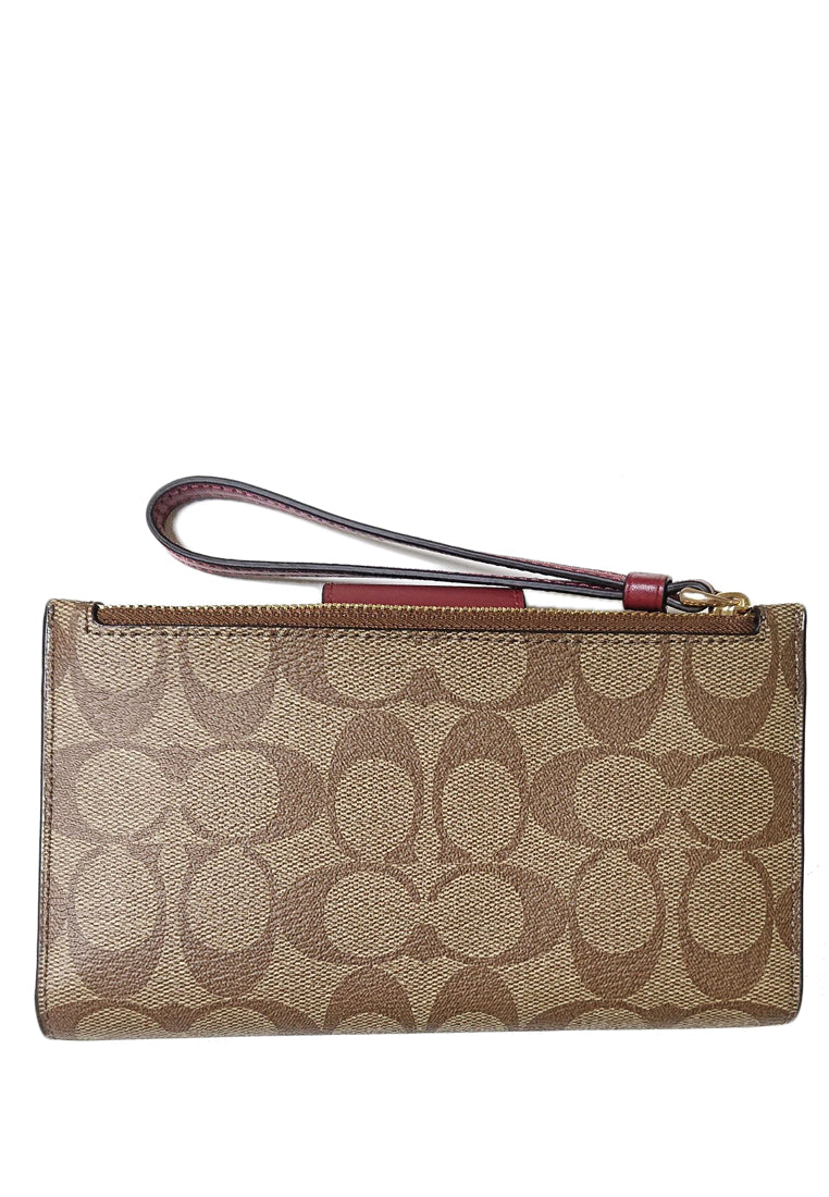 Coach Tech Wallet In Colorblock Signature Canvas - Brown/Cherry