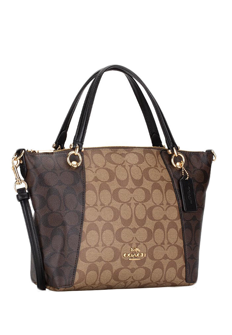 Coach Kacey Satchel In Blocked Signature Canvas - Brown