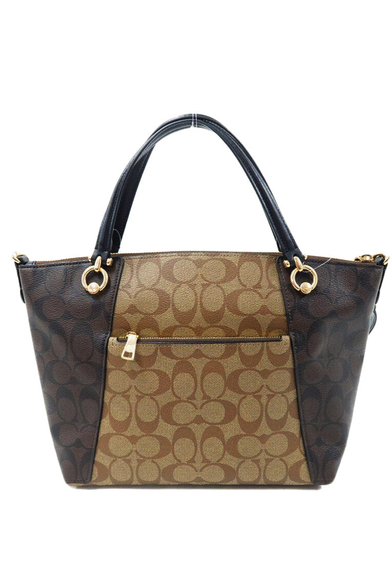 Coach Kacey Satchel In Blocked Signature Canvas - Brown