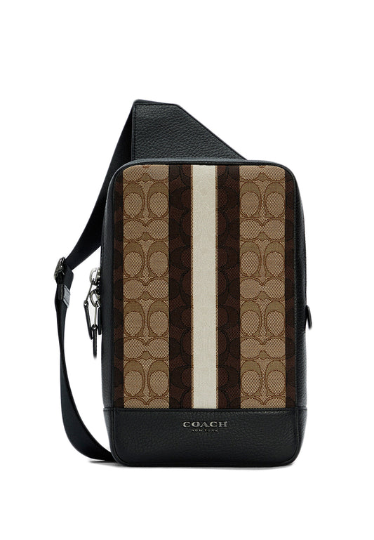 Coach Mens Turner Pack In Signature Jacquard With Stripes - Brown