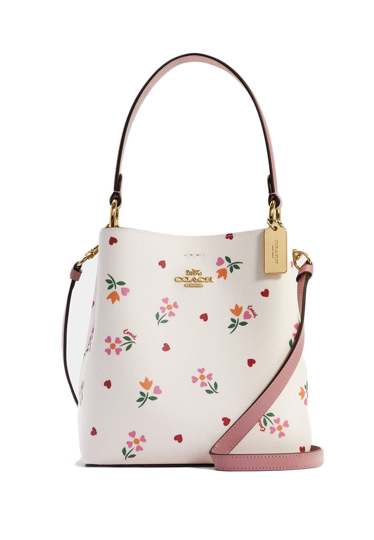 Coach Small Town Bucket Bag With Heart Petal Print - White