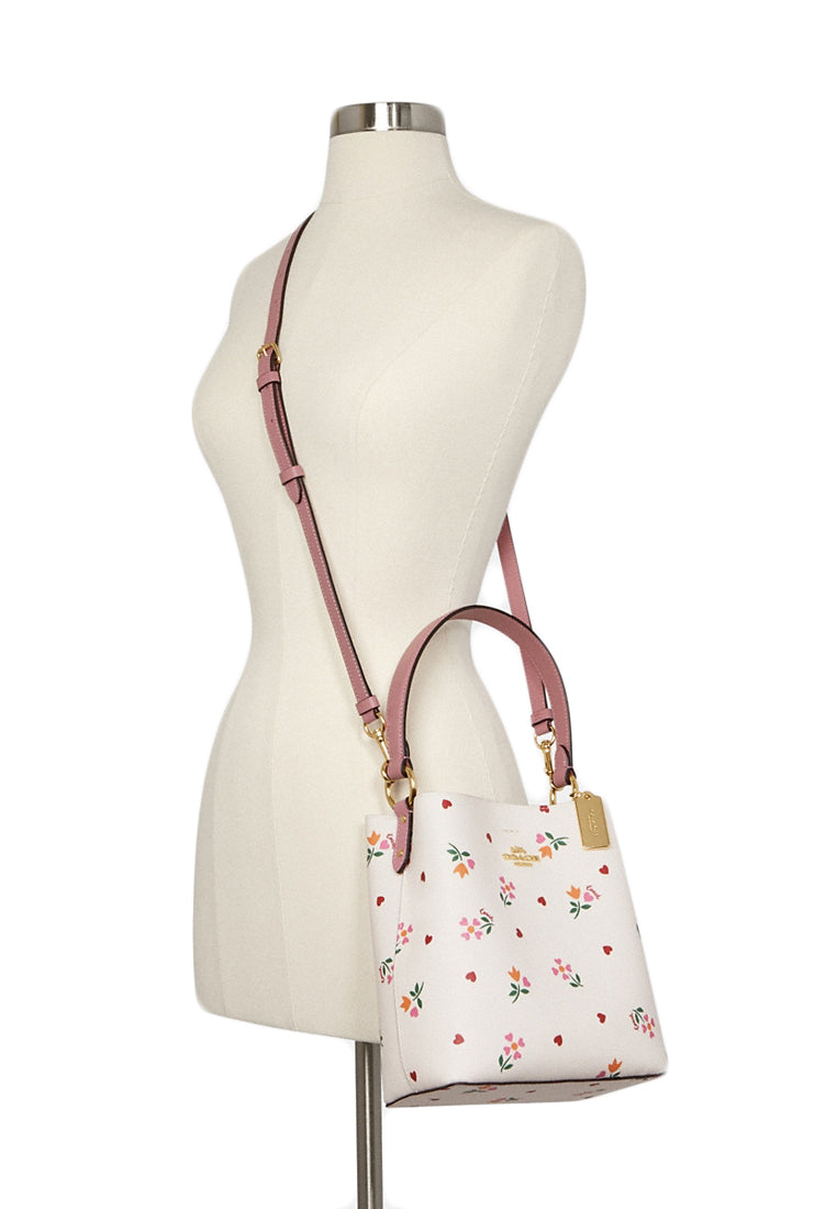 Coach Small Town Bucket Bag With Heart Petal Print - White