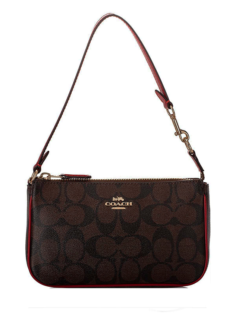 Coach Nolita 19 In Signature Canvas - Dark Brown/Red