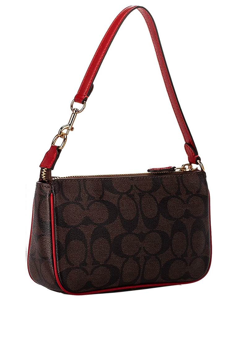 Coach Nolita 19 In Signature Canvas - Dark Brown/Red