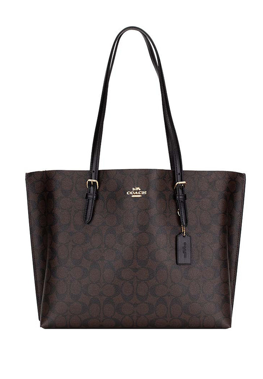 Coach Mollie Tote In Signature Canvas - Dark Brown