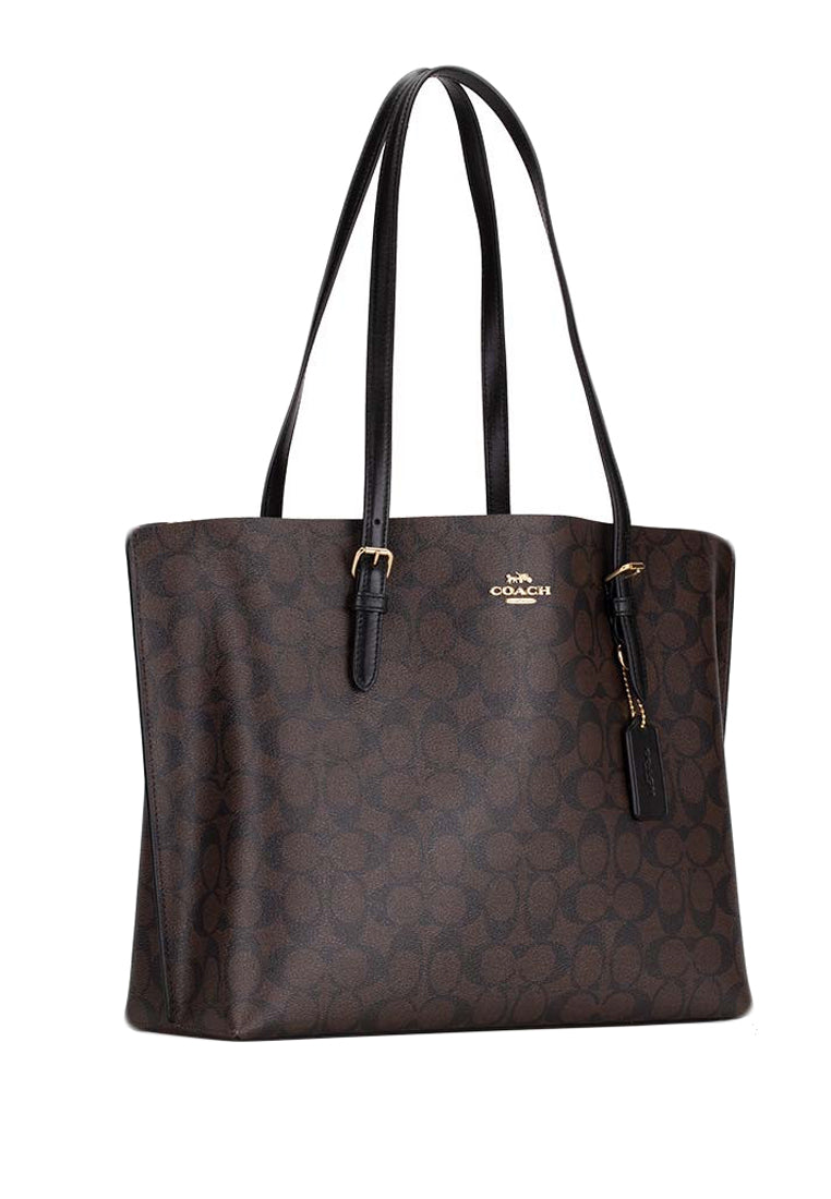 Coach Mollie Tote In Signature Canvas - Dark Brown