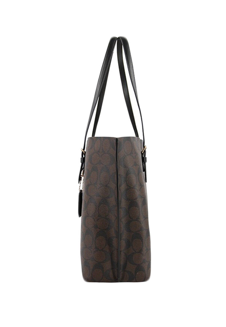 Coach Mollie Tote In Signature Canvas - Dark Brown