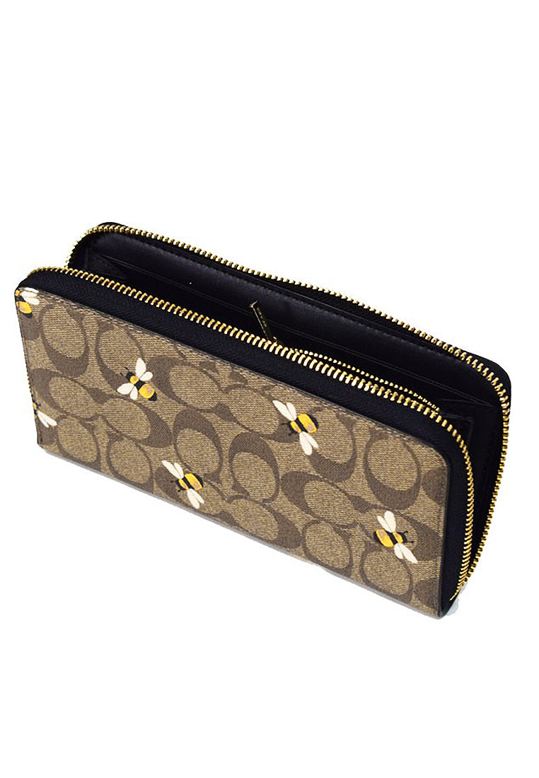 Coach Long Zip Around Wallet In Signature Canvas With Bee hotsell Print