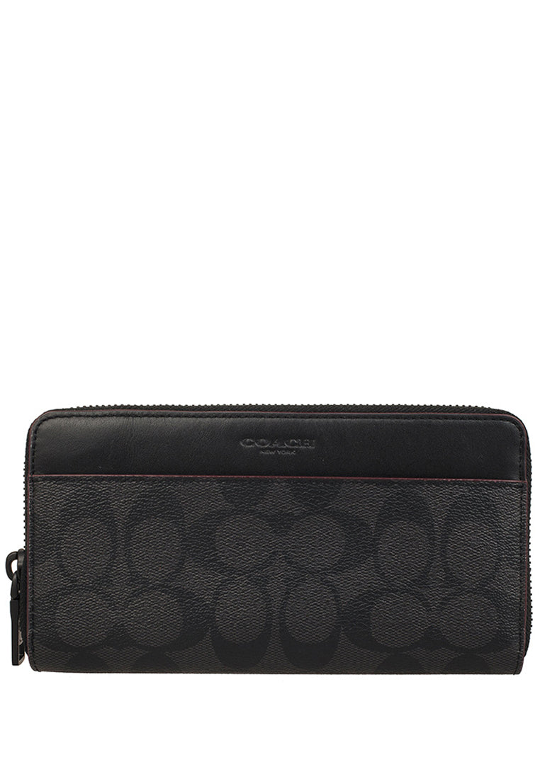 Coach Accordion Zip Mens Wallet- Black