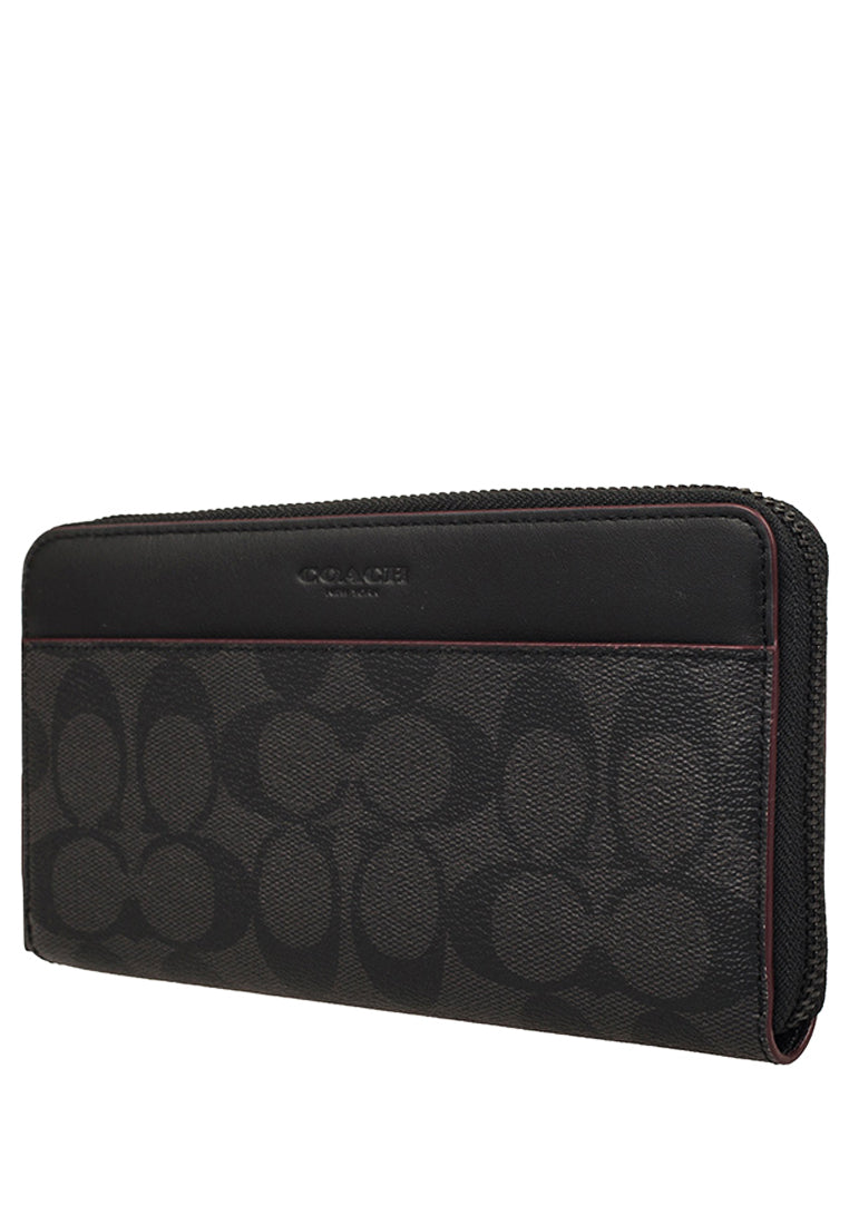 Coach Accordion Zip Mens Wallet- Black