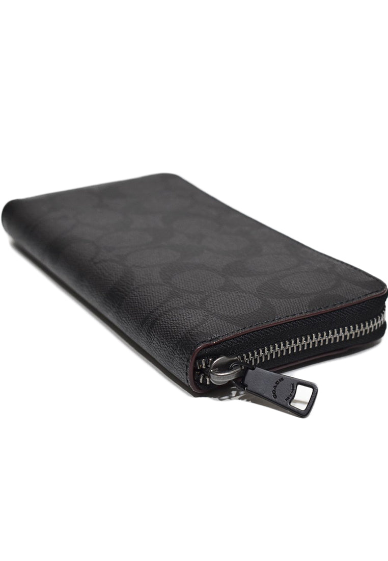 Coach Accordion Zip Mens Wallet- Black