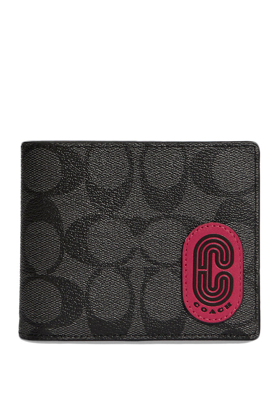 Coach 3 In 1 Mens Wallet In Colorblock Signature Canvas With Coach Patch - Black