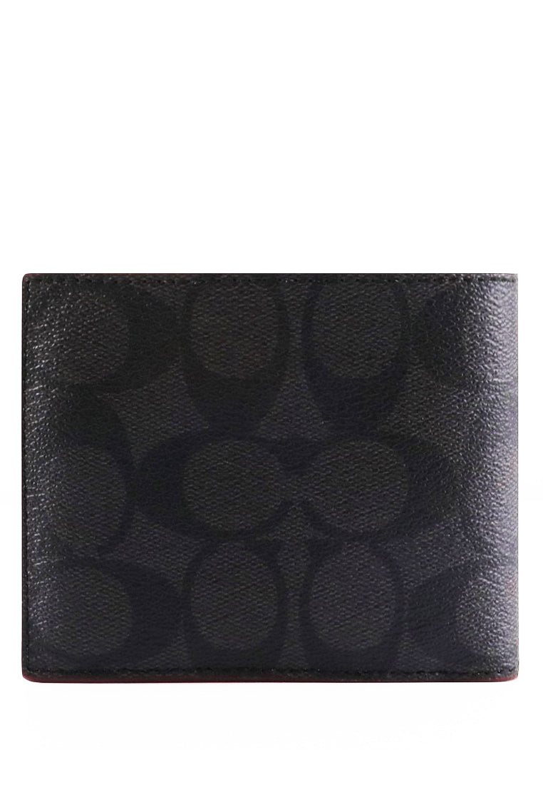 Coach 3 In 1 Mens Wallet In Colorblock Signature Canvas With Coach Patch - Black