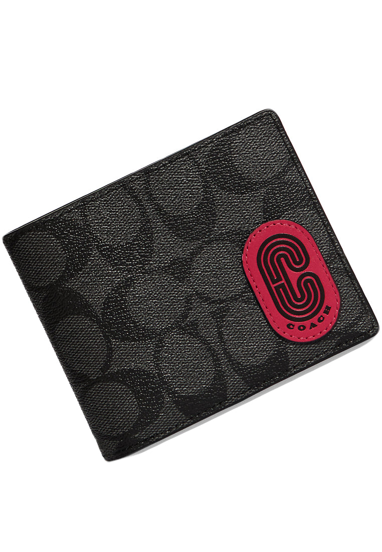 Coach 3 In 1 Mens Wallet In Colorblock Signature Canvas With Coach Patch - Black