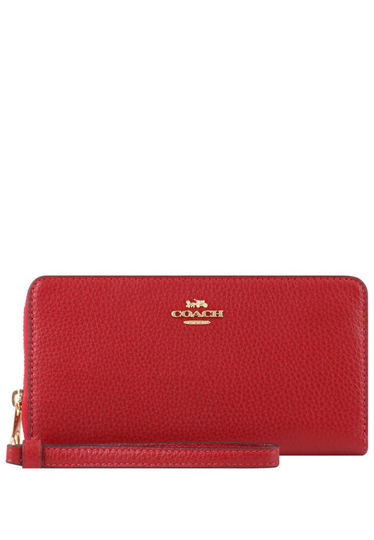 Coach Long Zip Around Wallet - Red