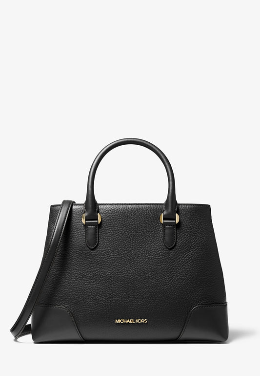 Michael Kors Crosby Medium Pebbled Leather Satchel - Black