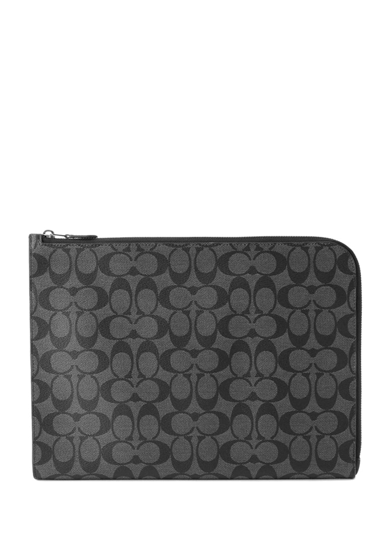 Coach L-Zip Portfolio In Signature Canvas - Black