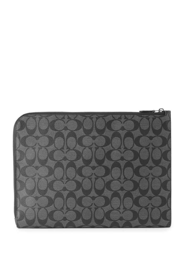 Coach L-Zip Portfolio In Signature Canvas - Black