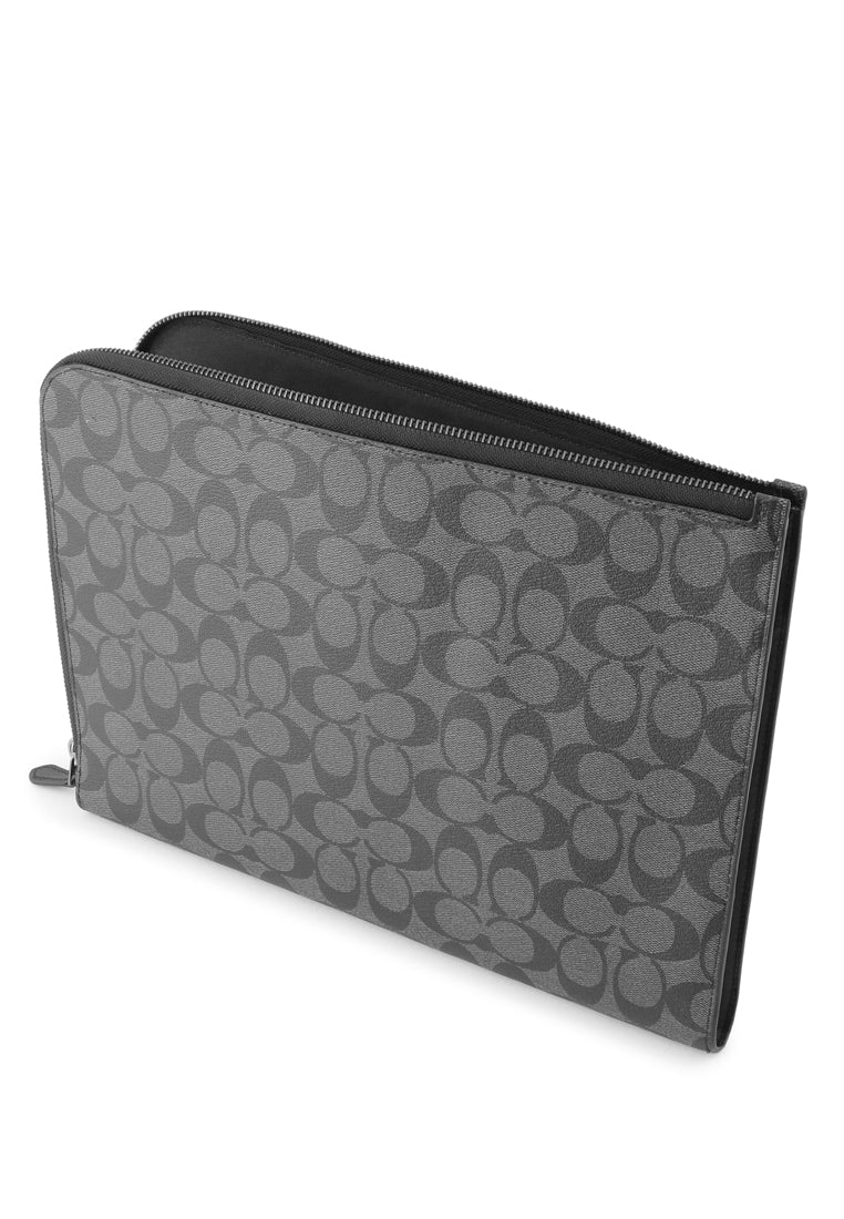 Coach L-Zip Portfolio In Signature Canvas - Black