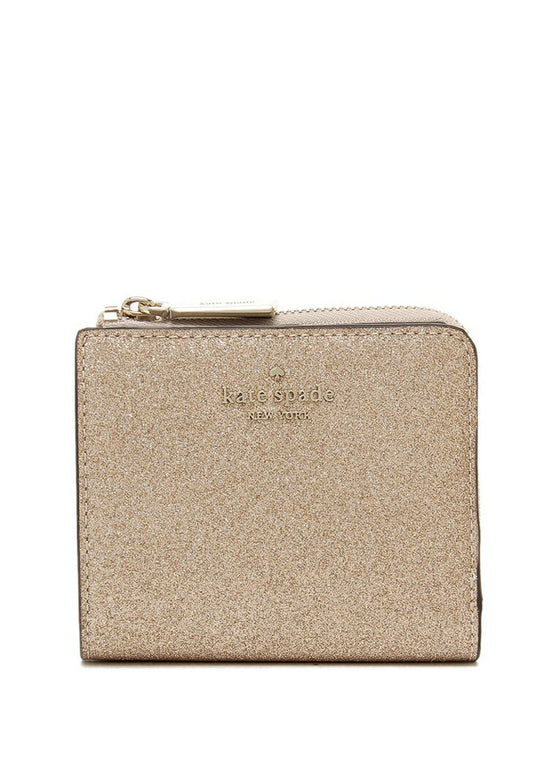 Kate Spade Shimmy Glitter Boxed Small L-Zip Bifold Wallet - Rose Gold