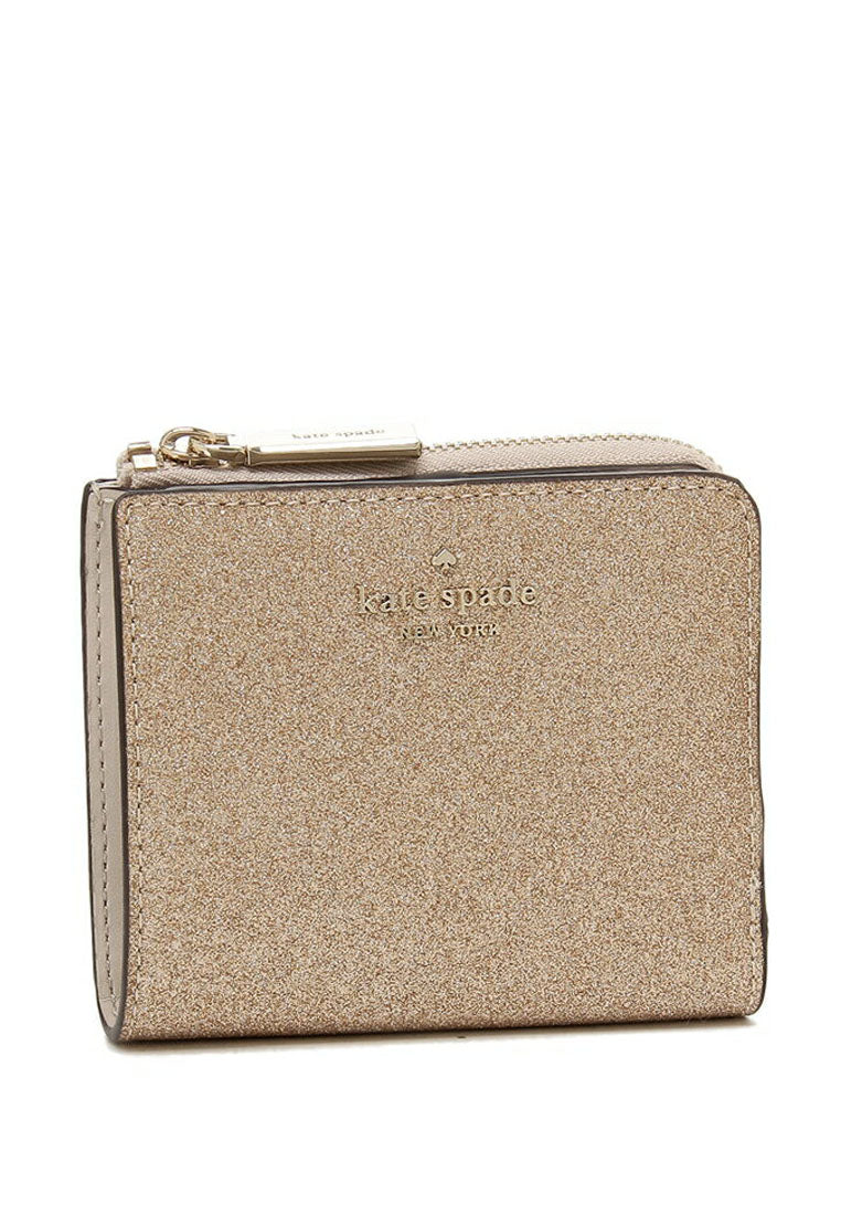 Kate Spade Shimmy Glitter Boxed Small L-Zip Bifold Wallet - Rose Gold