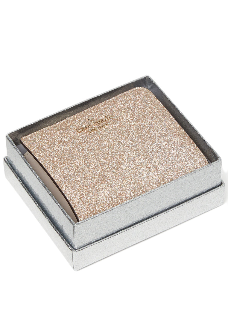 Kate Spade Shimmy Glitter Boxed Small L-Zip Bifold Wallet - Rose Gold