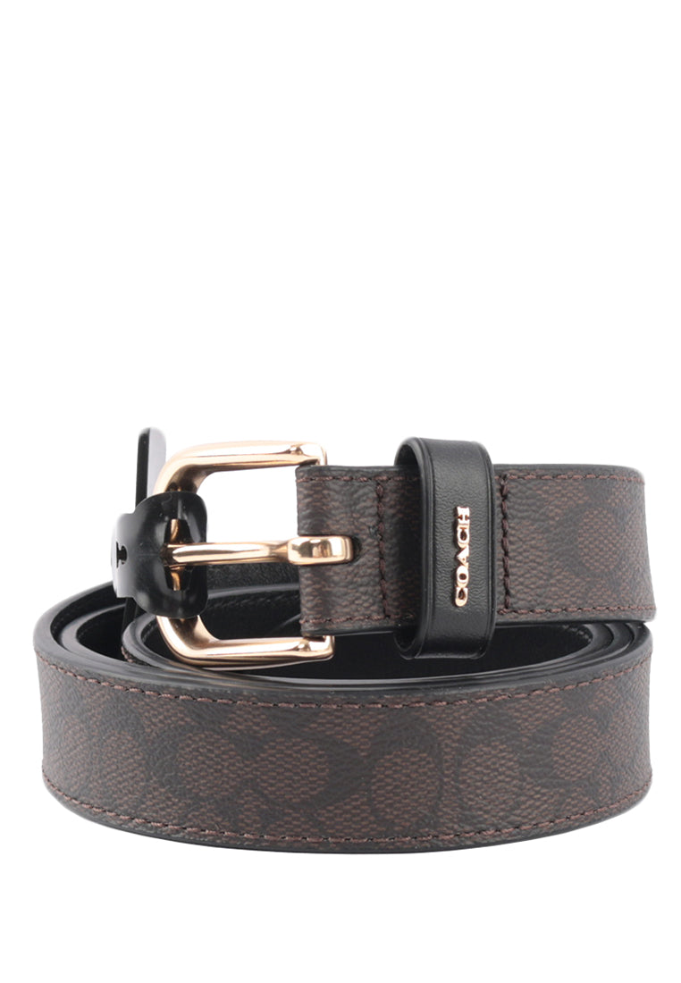 Coach Classic Belt 25MM In Signature Canvas - Dark Brown