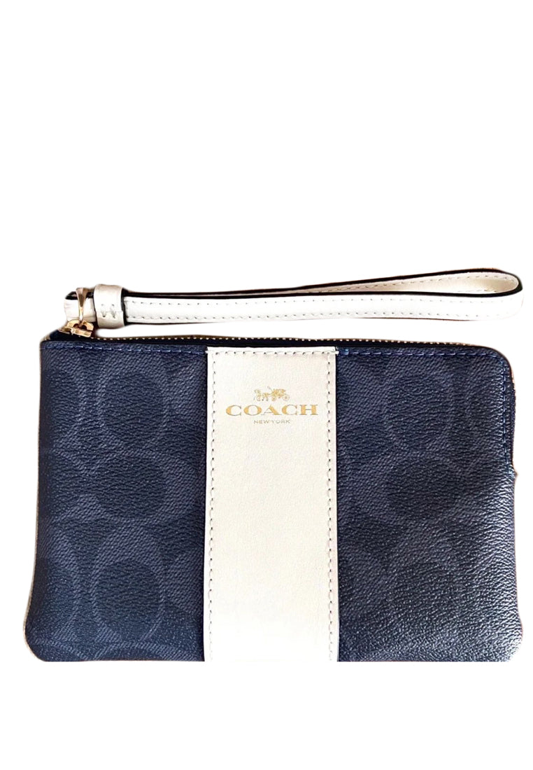 Coach Corner Zip Wristlet In Signature Canvas - Denim